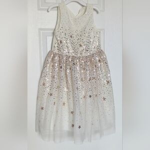H&M Girls' (6-7y) Cream Tulle Sleeveless Formal Princess Dress w/Gold Sequins